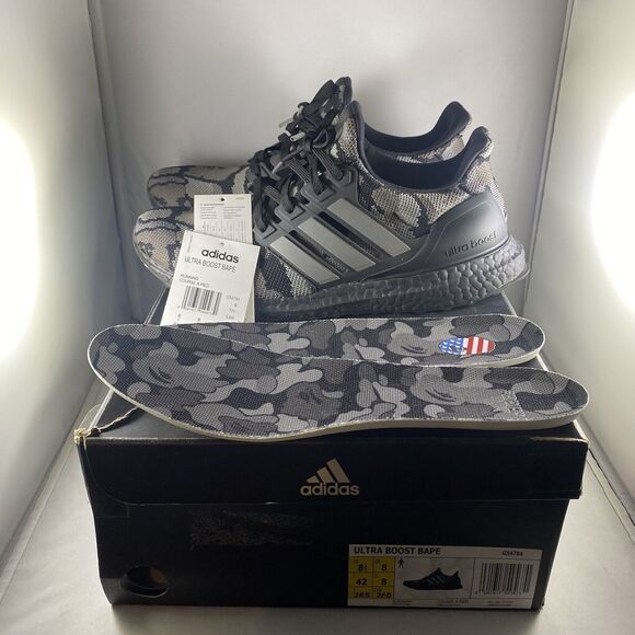 Adidas x Bape Ultra Boost 4.0 Black Camo Men’s 8.5 G54784 Bathing Ape - Picture 1 of 13